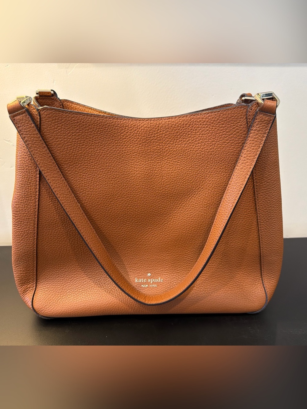 Kate Spade Pebbled Leather Shoulder Bag in Cognac Brown